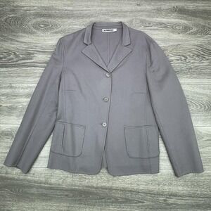 Jil Sander Cashmere Blazer Womens 42 Gray Italy Made Silk Lined Tailored Jacket